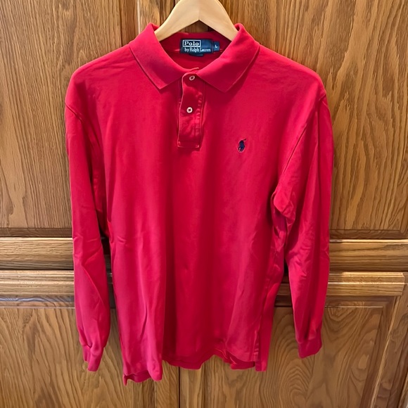 Red Long Sleeve Men’s Polo - Picture 1 of 3